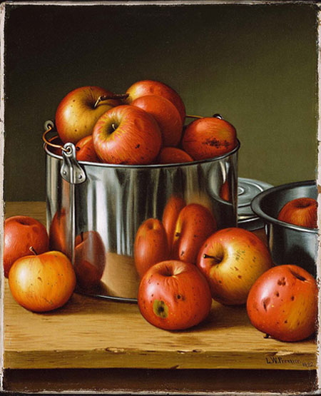 Painting of Apples in a Tin Pail by Levi Wells Prentice